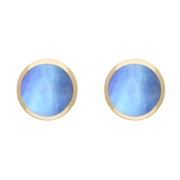 9ct Yellow Gold Sterling Silver Moonstone Stepping Stones Round Stud Earrings E1292