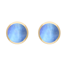 9ct Yellow Gold Sterling Silver Moonstone Stepping Stones Round Stud Earrings E1292