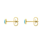 9ct Yellow Gold Turquoise 4mm Classic Small Round Stud Earrings, E001