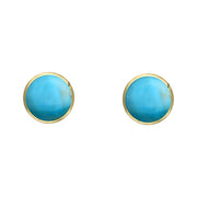9ct Yellow Gold Turquoise 4mm Classic Small Round Stud Earrings, E001