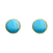 9ct Yellow Gold Turquoise 5mm Classic Small Round Stud Earrings. E002.