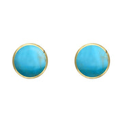 9ct Yellow Gold Turquoise 5mm Classic Small Round Stud Earrings. E002.