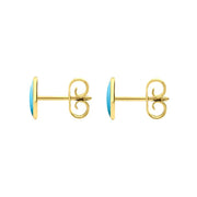9ct Yellow Gold Turquoise 7 x 5mm Classic Small Oval Stud Earrings, E005.