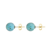 9ct Yellow Gold Turquoise 8mm Ball Stud Earrings E1345_2
