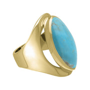 9ct Yellow Gold Turquoise Medium Oval Ring. R012.