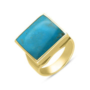 9ct Yellow Gold Turquoise Small Square Ring, R603.