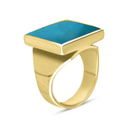 9ct Yellow Gold Turquoise Small Square Ring, R603_2