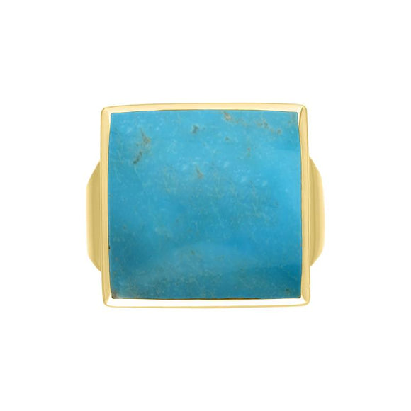 9ct Yellow Gold Turquoise Small Square Ring, R603_3