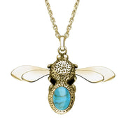 9ct Yellow Gold Turquoise Stone Set Body Bee Necklace P3523