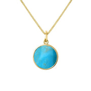 9ct Yellow Gold Turquoise Zodiac Cancer Round Necklace, P3603_2
