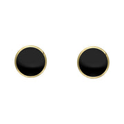 9ct Yellow Gold Whitby Jet 4mm Classic Small Round Stud Earrings. E001.