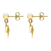 9ct Yellow Gold Whitby Jet Arrowhead Drop Earrings. E201.