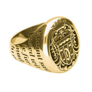 9ct Yellow Gold Whitby Jet Dracula Crest Replica Signet Ring. R622. 