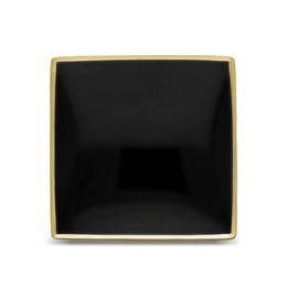 9ct Yellow Gold Whitby Jet Large Square Ring, R605_3