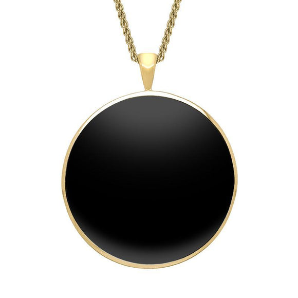 9ct Yellow Gold Whitby Jet Round Classic Large Necklace