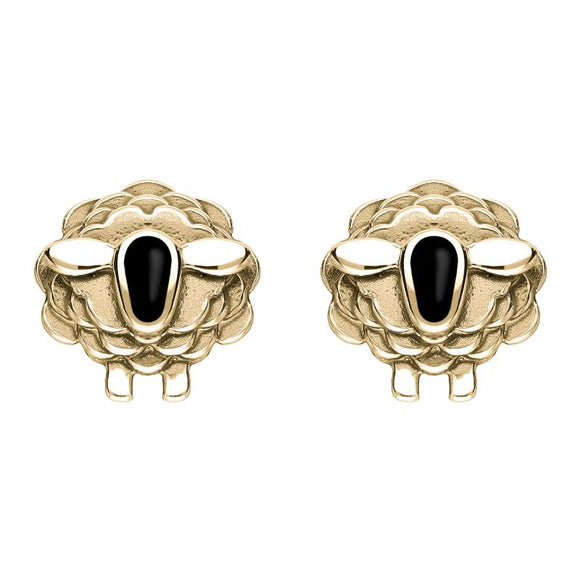 9ct Yellow Gold Whitby Jet Sheep Two Piece Set, S205