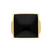 9ct Yellow Gold Whitby Jet Small Square Ring, R603_3