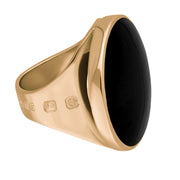 9ct Rose Gold Whitby Jet King's Coronation Hallmark Medium Round Ring R610 CFH