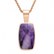 9ct Rose Gold Blue John Barrel Shaped Necklace, P025.