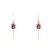 9ct Rose Gold Blue John Cross Disc Drop Earrings