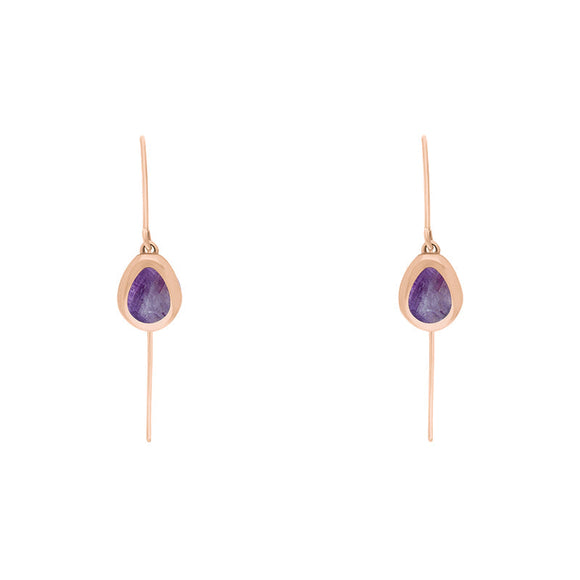 9ct Rose Gold Blue John Cross Disc Drop Earrings