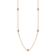 9ct Rose Gold Blue John Fleur De Lis Link Disc Chain Necklace