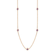 9ct Rose Gold Blue John Fleur De Lis Link Disc Chain Necklace