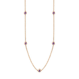 9ct Rose Gold Blue John Fleur De Lis Link Disc Chain Necklace