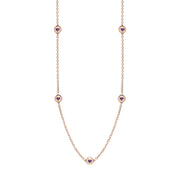 9ct Rose Gold Blue John Heart Link Disc Chain Necklace, N746.