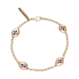 9ct Rose Gold Blue John Oval Fleur De Lis Detail Four Stone Bracelet, B798.