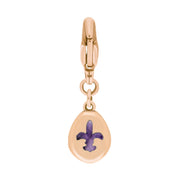 9ct Rose Gold Blue John Pear Shaped Fleur De Lis Clip Charm, G663.
