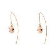 9ct Rose Gold Blue John Star Disc Drop Earrings, E1371.