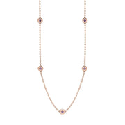 9ct Rose Gold Blue John Star Link Disc Chain Necklace, N744.