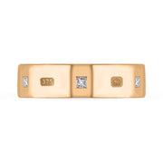 9ct Rose Gold Diamond King's Coronation Hallmark Princess Cut 6mm Ring  R1199_6 CFH