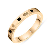 9ct Rose Gold Jet King's Coronation Hallmark Princess Cut 3mm Ring R1199_3_CFH