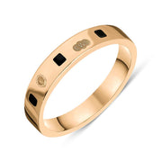 9ct Rose Gold Jet King's Coronation Hallmark Princess Cut 4mm Ring R1199_4 CFH