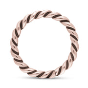 9ct Rose Gold Stepping Stones Twisted Rope Stacking Ring, R617.