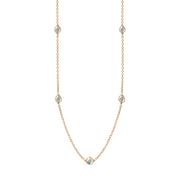9ct Rose Gold Turquoise Fleur De Lis Link Disc Chain Necklace