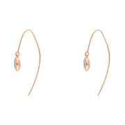 9ct Rose Gold Turquoise Heart Disc Drop Earrings, E1372.