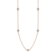 9ct Rose Gold Turquoise Heart Link Disc Chain Necklace, N746.
