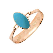 9ct Rose Gold Turquoise Oval Stone Heavy Bangle, B021