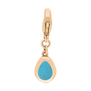 9ct Rose Gold Turquoise Pear Shaped Cross Clip Charm, G664.