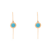 9ct Rose Gold Turquoise Star Disc Drop Earrings, E1371.
