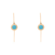 9ct Rose Gold Turquoise Star Disc Drop Earrings, E1371.