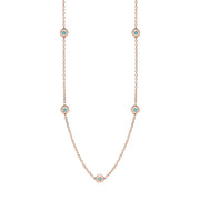 9ct Rose Gold Turquoise Star Link Disc Chain Necklace