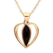 9ct Rose Gold Whitby Jet Centre Stone Heart Necklace P2555