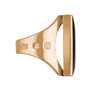 9ct Rose Gold Whitby Jet King's Coronation Hallmark Medium Square Ring R604 CFH