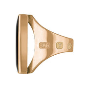 9ct Rose Gold Whitby Jet King's Coronation Hallmark Medium Square Ring R604 CFH