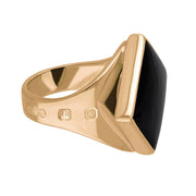 9ct Rose Gold Whitby Jet King's Coronation Hallmark Small Rhombus Ring R606 CFH