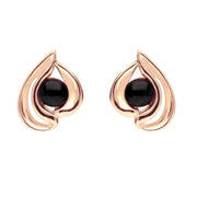 9ct Rose Gold Whitby Jet Open Teardrop Stud Earrings E1907